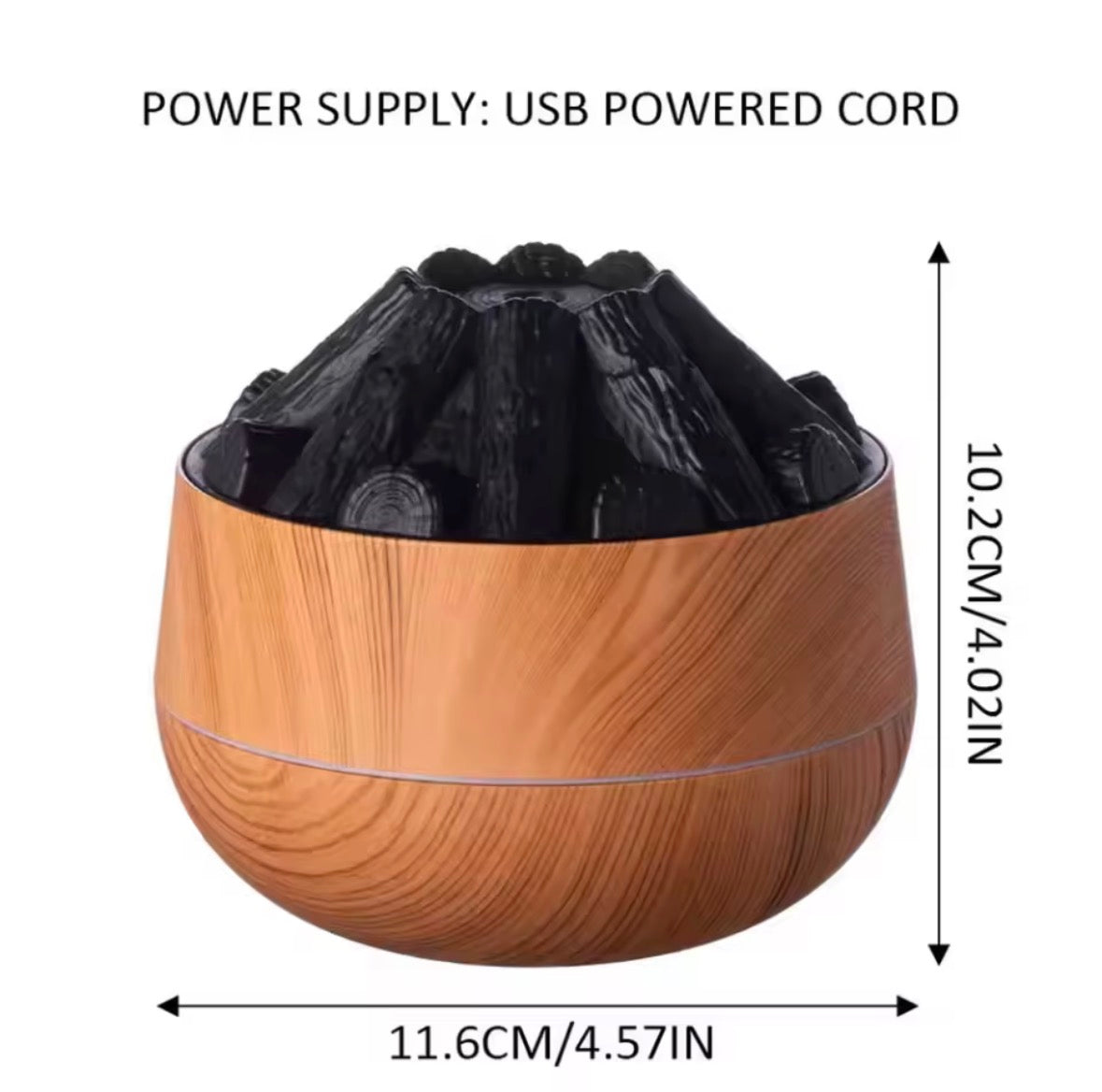 Humidificateur Flamme 300 ml – Diffuseur d’Huiles Essentielles & Veilleuse LED