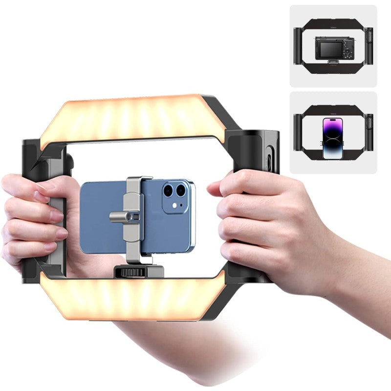 Neepho NP-L5 – Stabilisateur Smartphone avec Double Poignée & LED