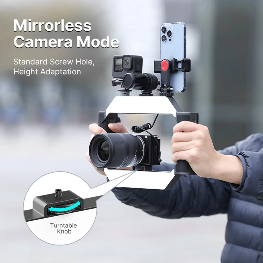 Neepho NP-L5 – Stabilisateur Smartphone avec Double Poignée & LED