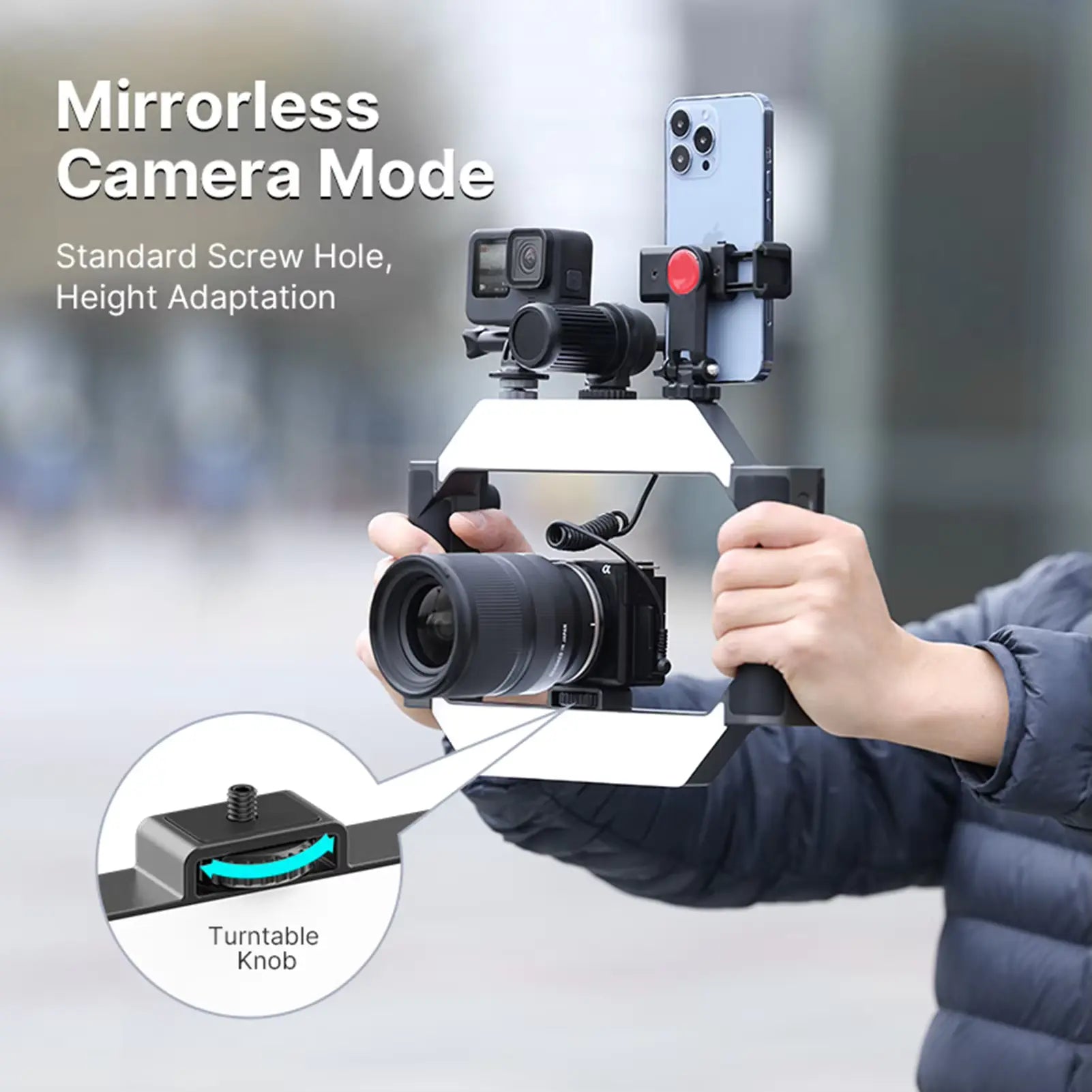 Neepho NP-L5 – Stabilisateur Smartphone avec Double Poignée & LED